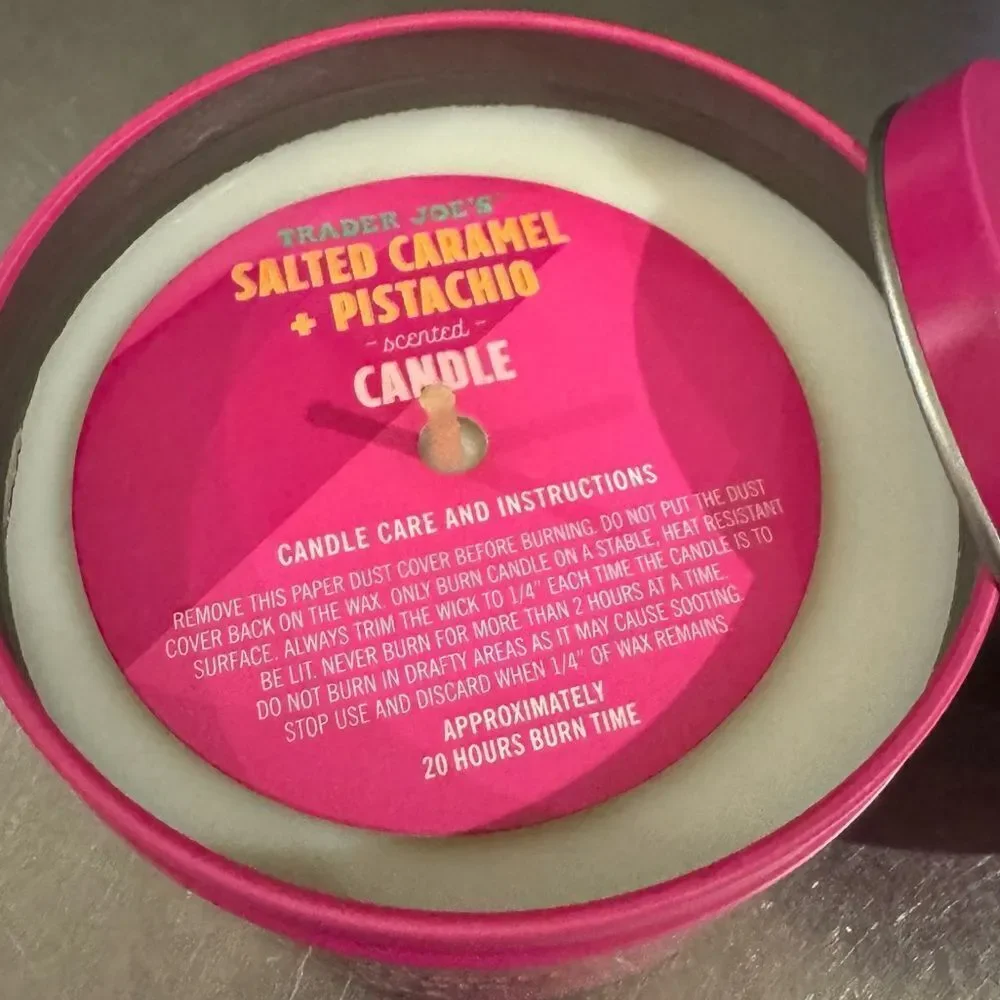 Trader Joe's Salted Caramel + Pistachio Scented Candle 5.7 oz